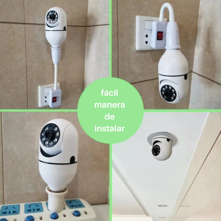 Cámara de Seguridad WiFi IP con Foco LED — Exterior, Visión Nocturna
