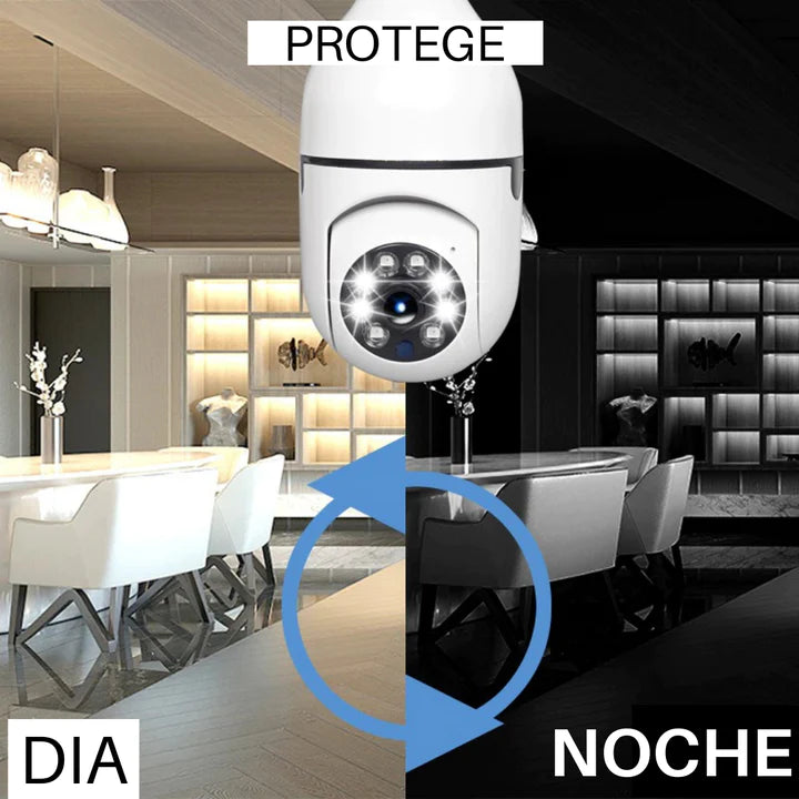 Cámara de Seguridad WiFi IP con Foco LED — Exterior, Visión Nocturna