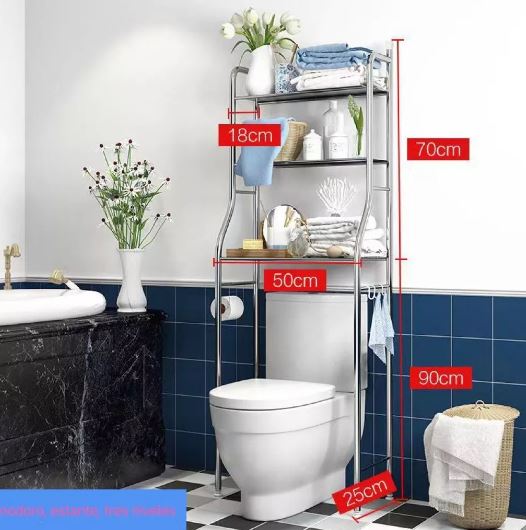Estante Organizador de Bano 3 Niveles - Metal Blanco