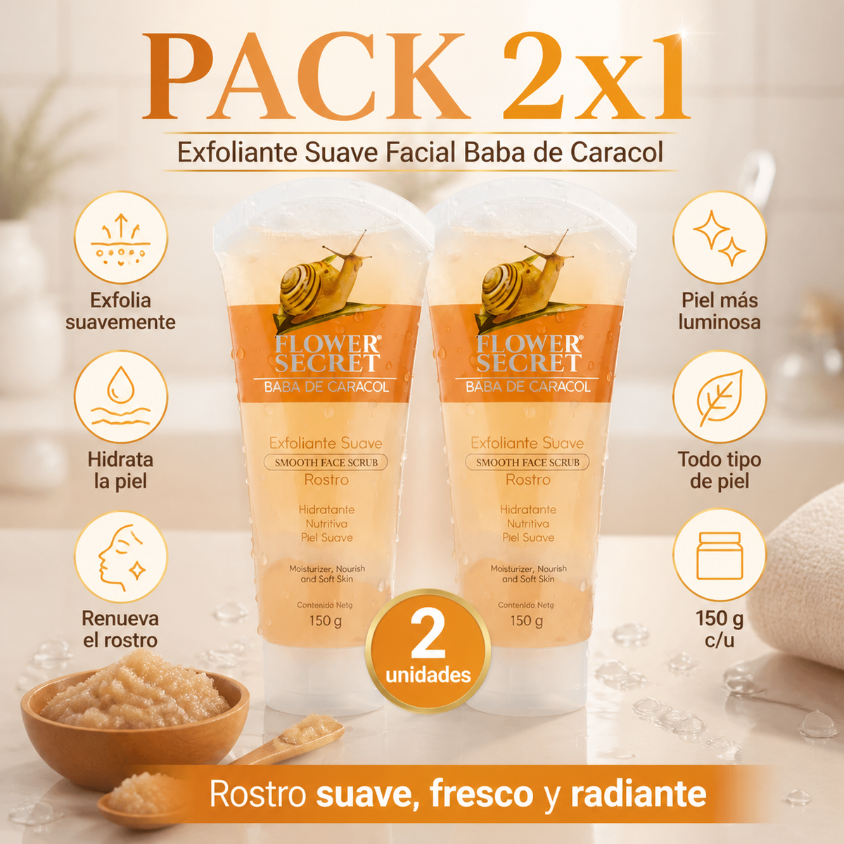 Gel Exfoliante Suave Baba Caracol 2x1