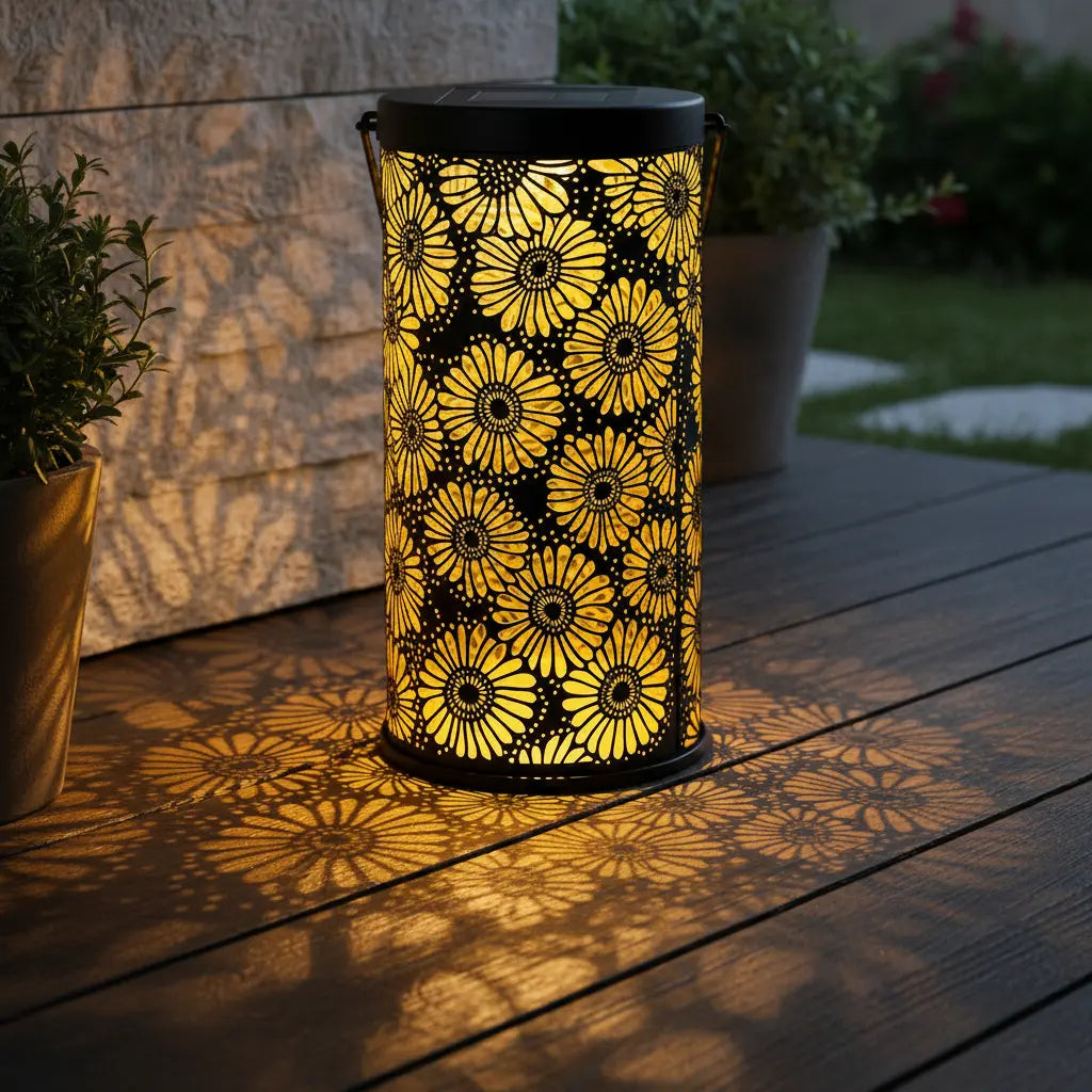 Lámpara Solar Exterior con Diseño de Girasol