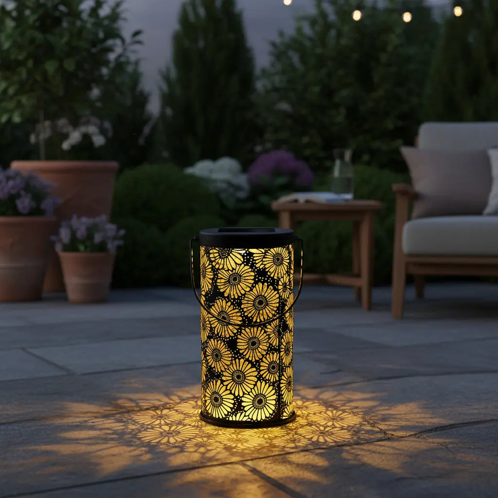 Lámpara Solar Exterior con Diseño de Girasol