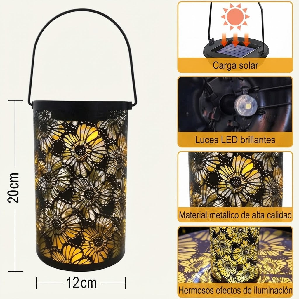 Lámpara Solar Exterior con Diseño de Girasol