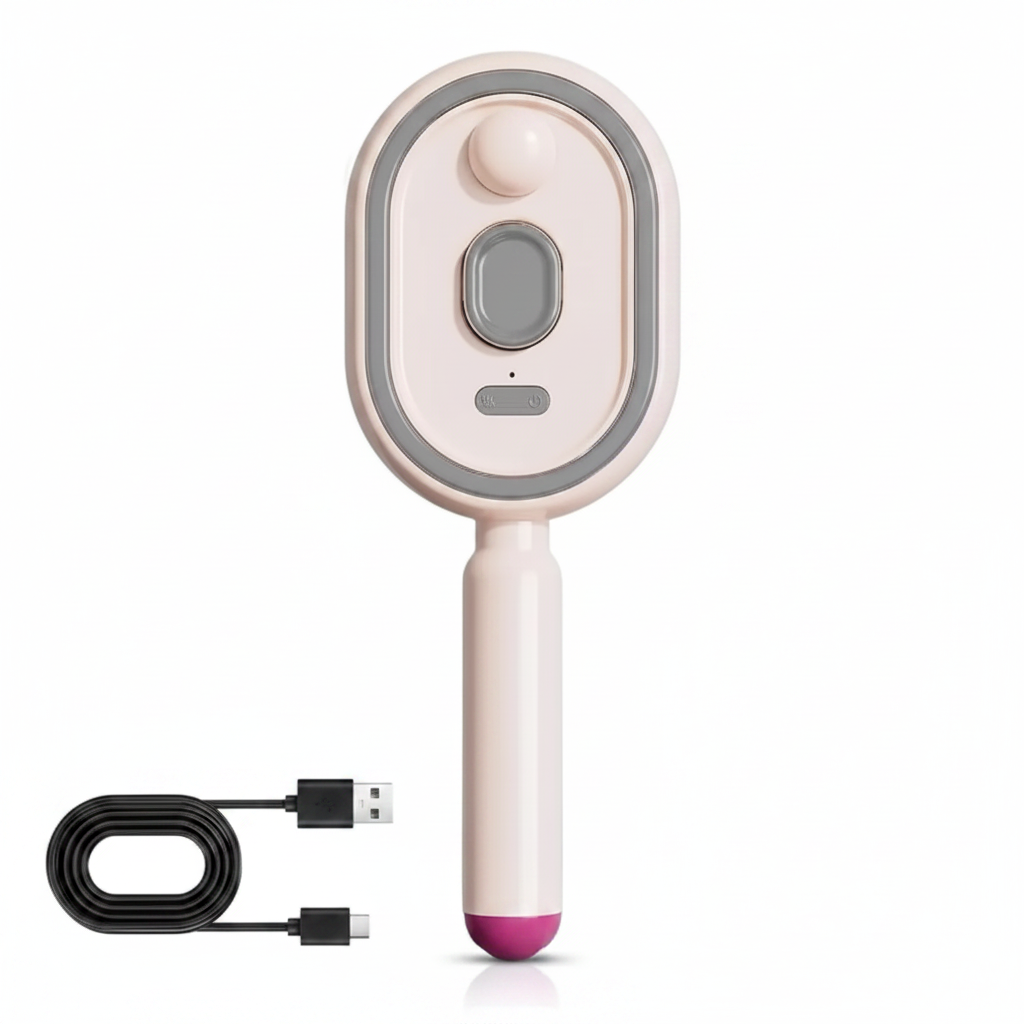 Cepillo Eléctrico con Spray de Vapor y Cerdas Retráctiles — Reduce Frizz y Masajea el Cuero Cabelludo