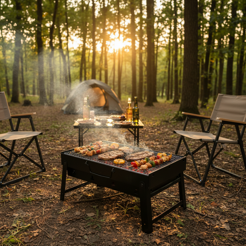 Parrilla BBQ en camping