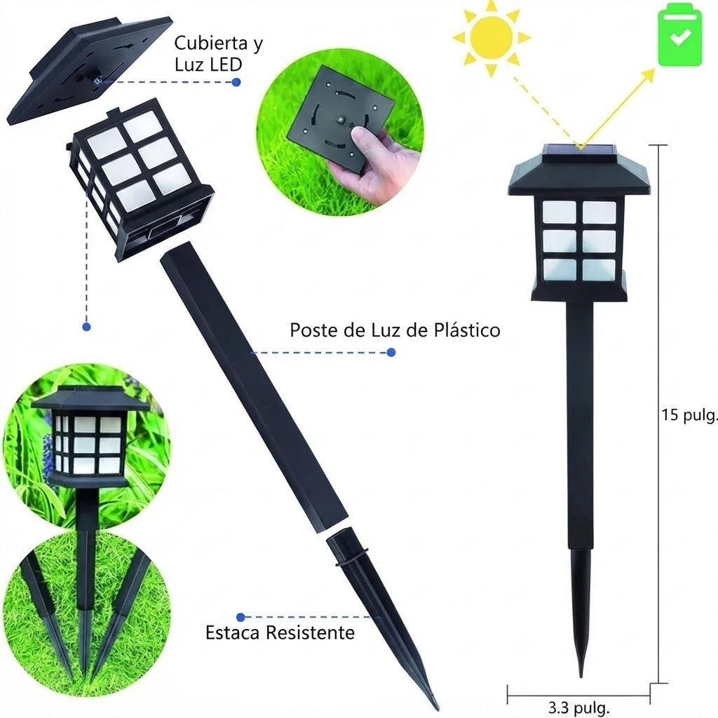 Pack 2 Lámparas Solares LED para Jardín