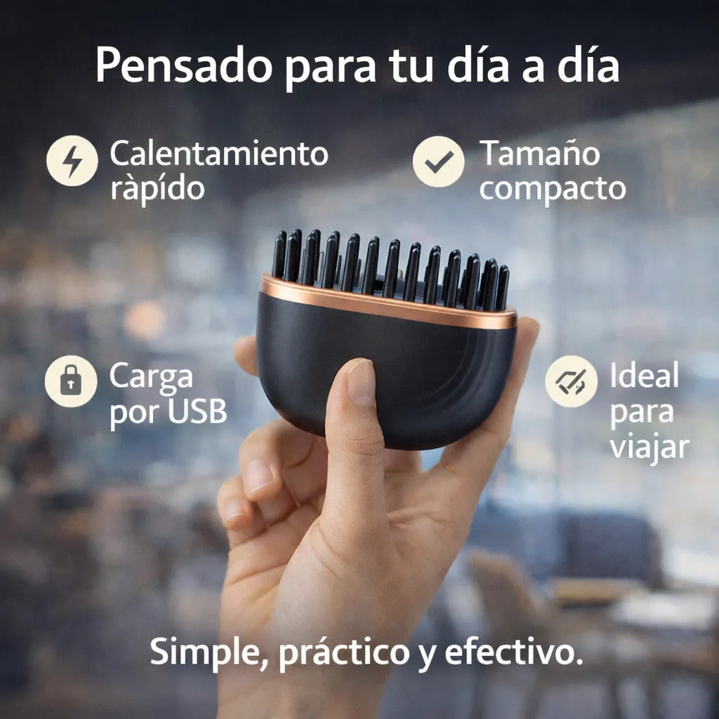 Peine Anti-Frizz Portátil Recargable
