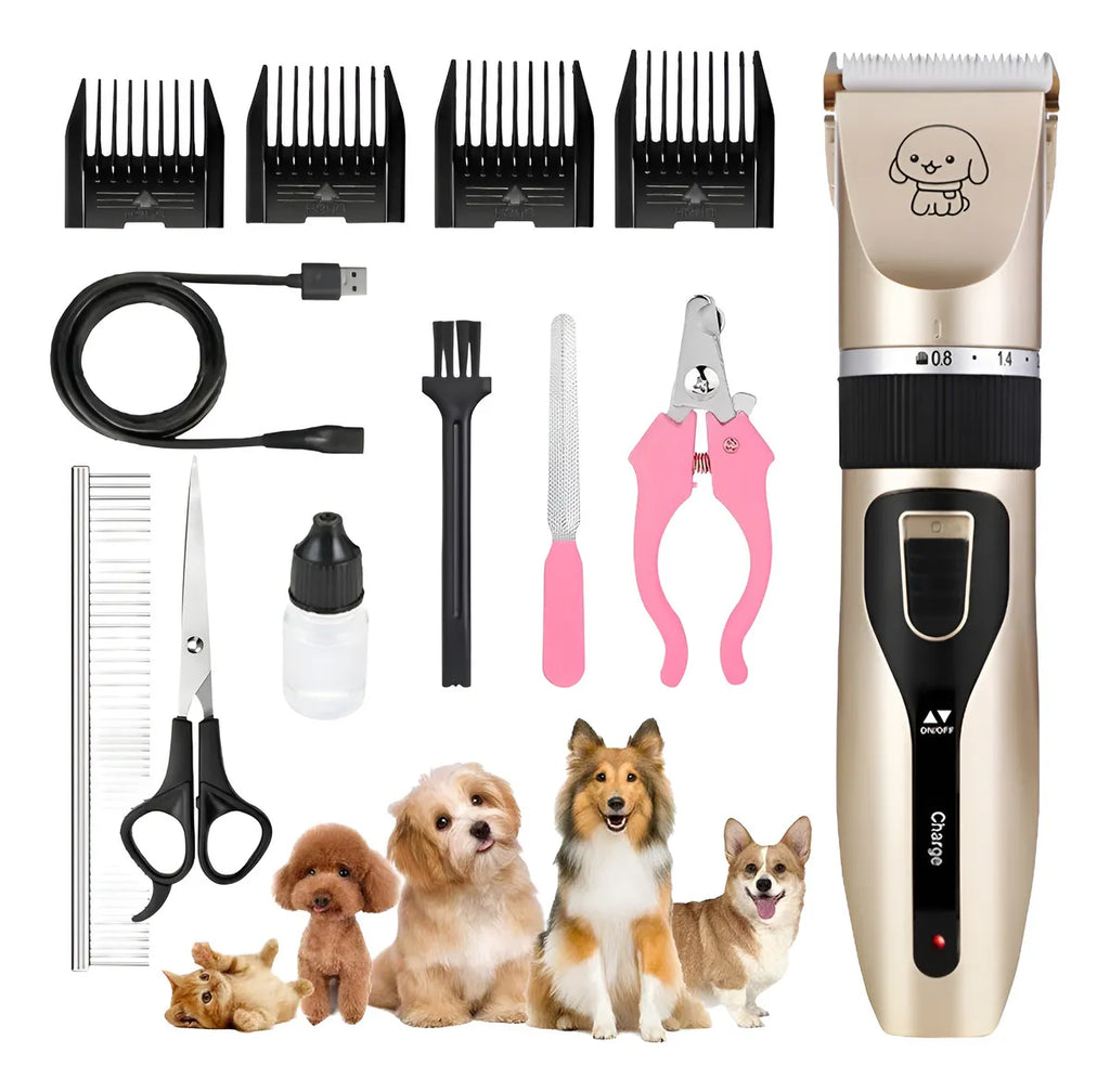 Cortapelos Eléctrico para Mascotas – Silencioso, Recargable USB