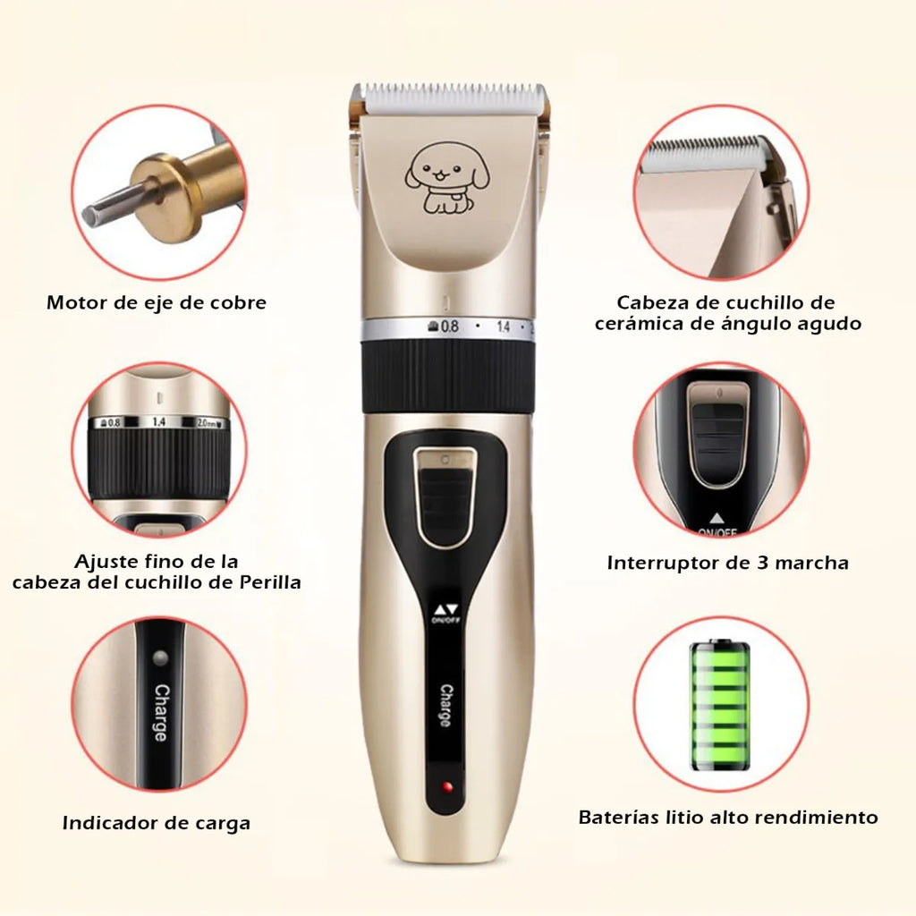 Cortapelos Eléctrico para Mascotas – Silencioso, Recargable USB